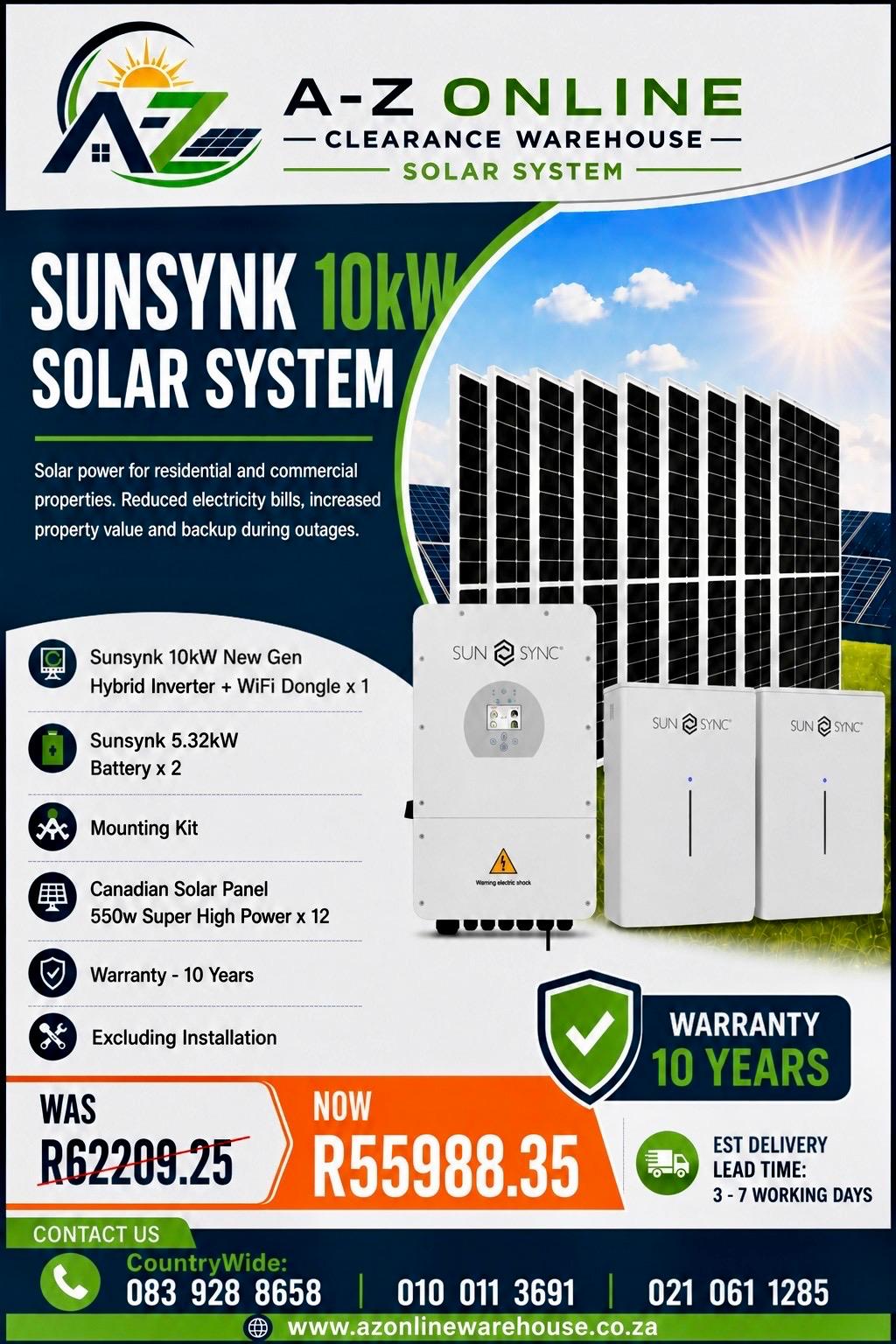 Sunsynk 10kW Solar System